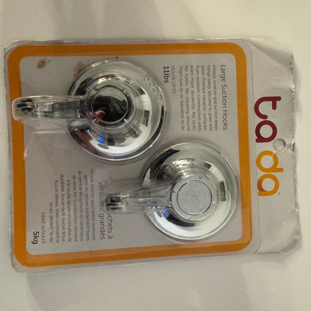 Tada Large Suction Hooks - Silver